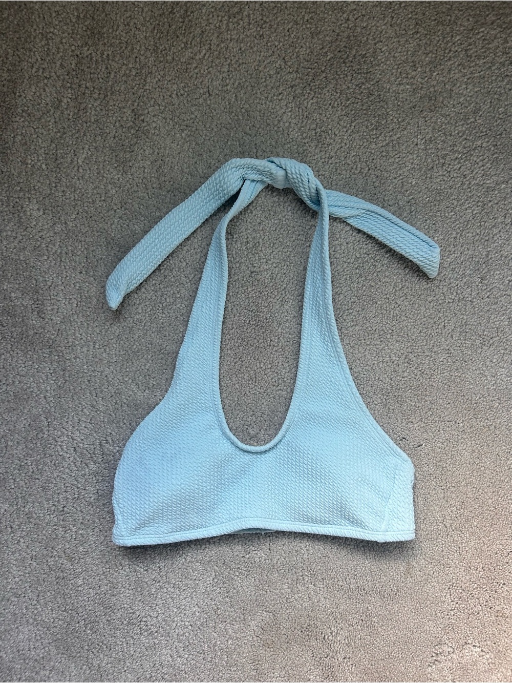 Light Blue Textured Halter Bathing Suit
